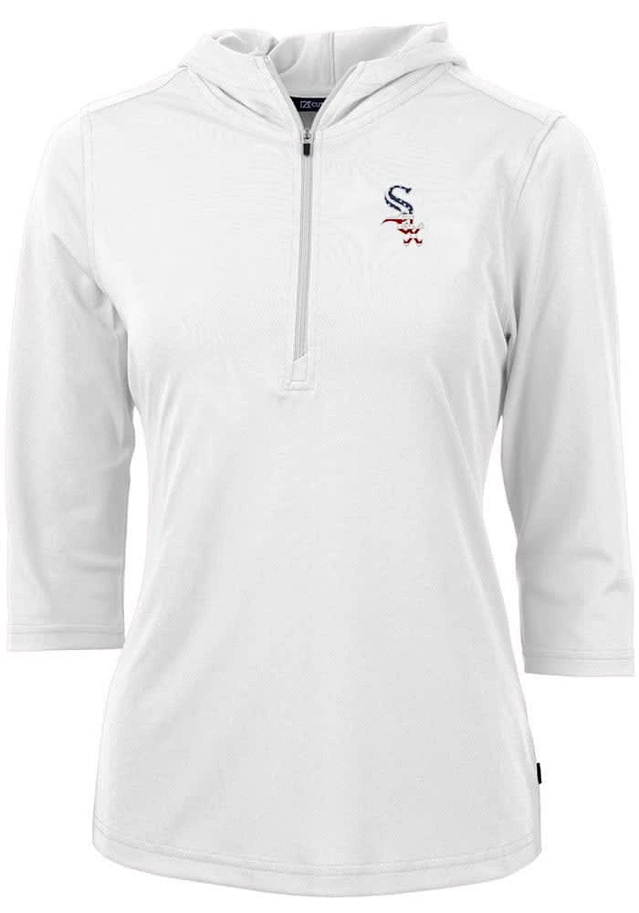 Cutter and Buck Chicago White Sox Womens Americana Virtue Eco Pique Hooded Sweatshirt