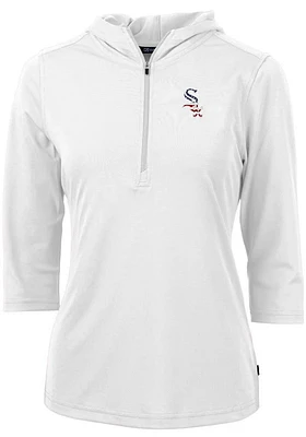 Cutter and Buck Chicago White Sox Womens Americana Virtue Eco Pique Hooded Sweatshirt