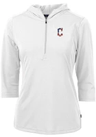 Cutter and Buck Cleveland Guardians Womens White Virtue Eco Pique Hooded Sweatshirt