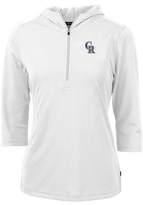 Cutter and Buck Colorado Rockies Womens White Americana Virtue Eco Pique Hooded Sweatshirt