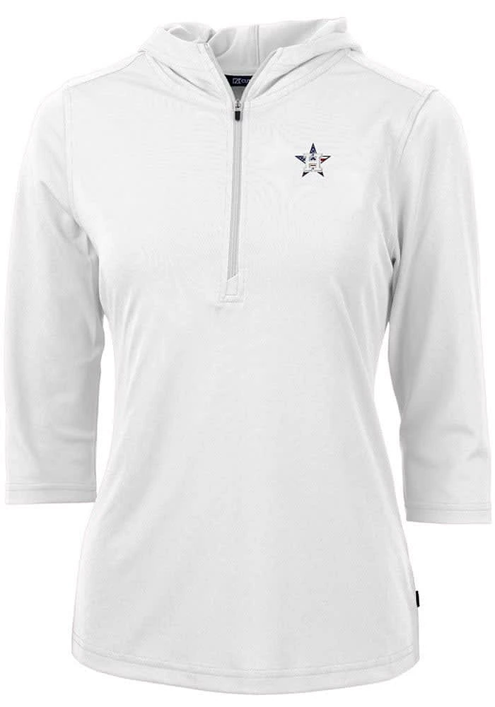 Cutter and Buck Houston Astros Womens White Americana Virtue Eco Pique Hooded Sweatshirt