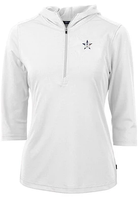 Cutter and Buck Houston Astros Womens White Americana Virtue Eco Pique Hooded Sweatshirt
