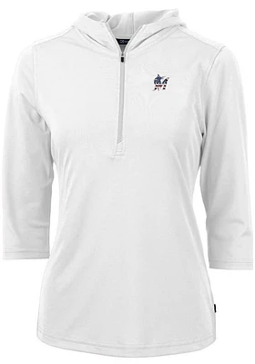 Cutter and Buck Miami Marlins Womens White Americana Virtue Eco Pique Hooded Sweatshirt