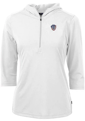 Cutter and Buck Milwaukee Brewers Womens White Americana Virtue Eco Pique Hooded Sweatshirt