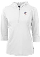 Cutter and Buck New York Yankees Womens White Americana Virtue Eco Pique Hooded Sweatshirt