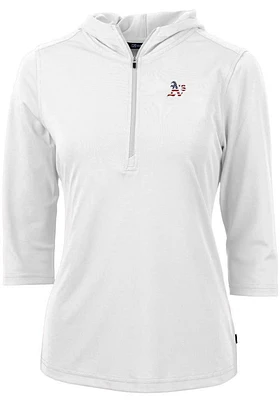 Cutter and Buck Oakland Athletics Womens White Americana Virtue Eco Pique Hooded Sweatshirt