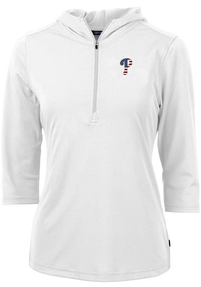 Cutter and Buck Philadelphia Phillies Womens Americana Virtue Eco Pique Hooded Sweatshirt