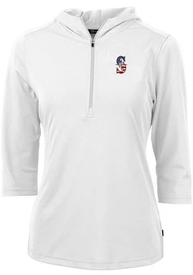 Cutter and Buck Seattle Mariners Womens White Americana Virtue Eco Pique Hooded Sweatshirt