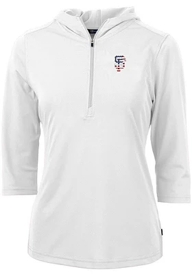 Cutter and Buck San Francisco Giants Womens White Americana Virtue Eco Pique Hooded Sweatshirt