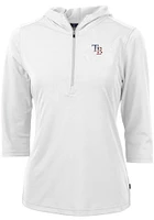 Cutter and Buck Tampa Bay Rays Womens White Americana Virtue Eco Pique Hooded Sweatshirt