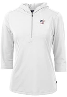Cutter and Buck Washington Nationals Womens White Americana Virtue Eco Pique Hooded Sweatshirt