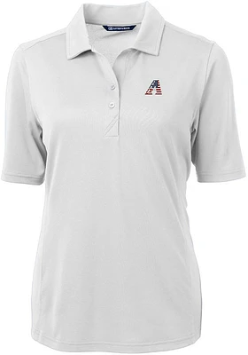Cutter and Buck Arizona Diamondbacks Womens White Americana Virtue Eco Pique Short Sleeve Polo S..