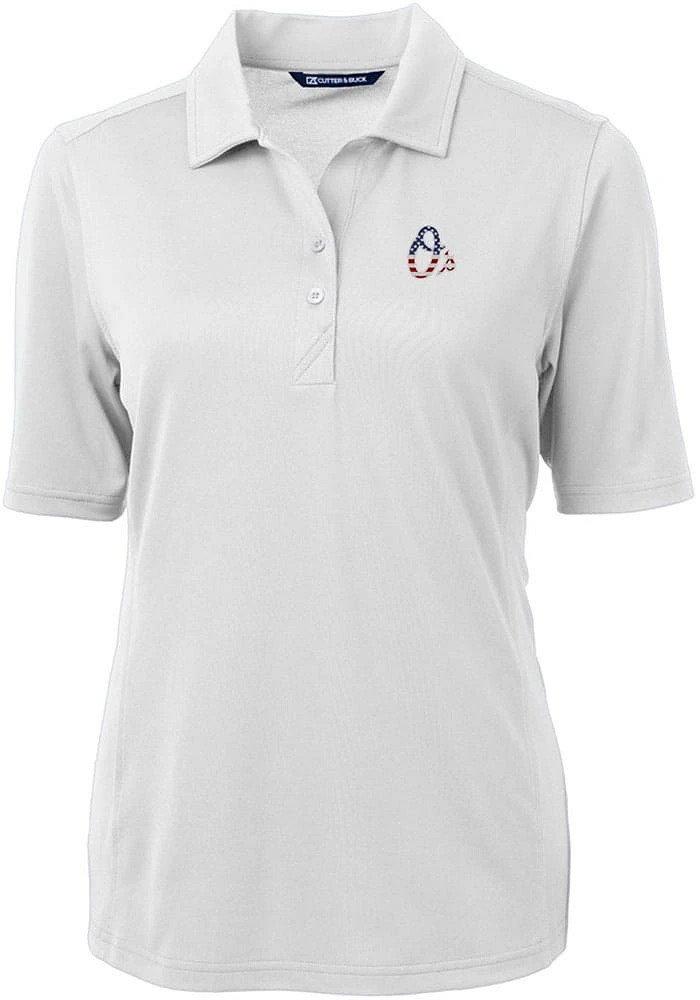 Cutter and Buck Baltimore Orioles Womens White Stars Stripes Virtue Eco Pique Short Sleeve P..