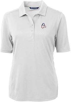 Cutter and Buck Baltimore Orioles Womens White Stars Stripes Virtue Eco Pique Short Sleeve P..