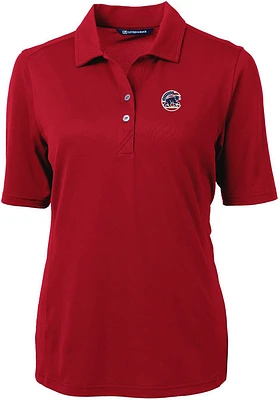 Cutter and Buck Chicago Cubs Womens Cardinal Americana Virtue Eco Pique Short Sleeve Polo Shirt