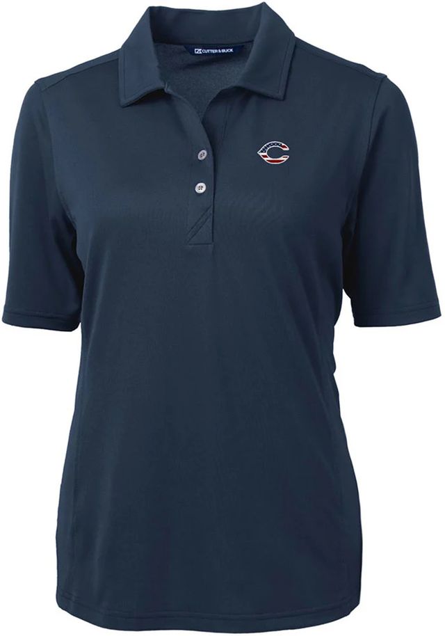 Cutter and Buck Cincinnati Reds Womens Navy Blue Virtue Eco Pique Short Sleeve Polo Shirt