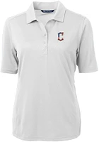 Cutter and Buck Cleveland Guardians Womens White Stars Stripes Virtue Eco Pique Short Sleeve..