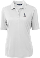 Cutter and Buck Los Angeles Angels Womens White Americana Virtue Eco Pique Short Sleeve Polo Shi..