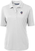 Cutter and Buck Milwaukee Brewers Womens White Stars Stripes Virtue Eco Pique Short Sleeve P..