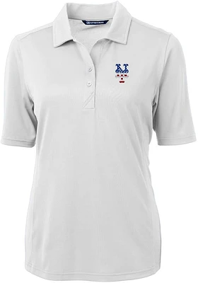 Cutter and Buck New York Mets Womens White Stars Stripes Virtue Eco Pique Short Sleeve Polo ..