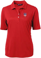 Cutter and Buck New York Mets Womens Red Americana Virtue Eco Pique Short Sleeve Polo Shirt