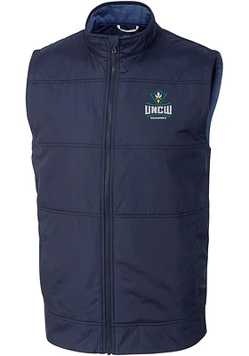 Cutter and Buck UNCW Seahawks Mens Navy Blue Stealth Hybrid Quilted Windbreaker Vest Big Tal..