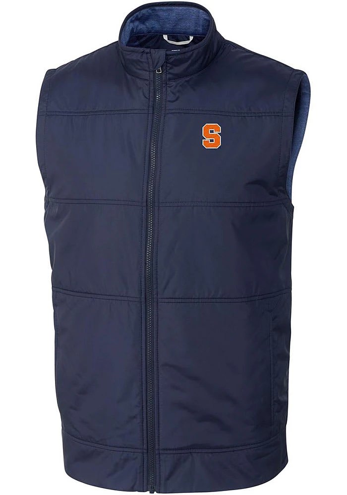 Cutter and Buck Syracuse Orange Big Tall Navy Blue Stealth Hybrid Quilted Windbreaker Vest Men..