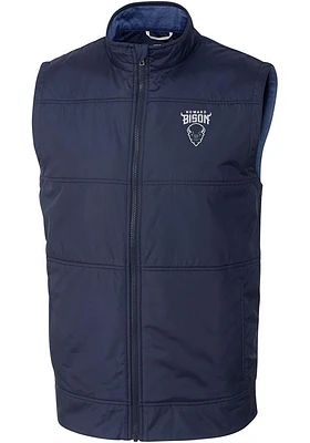 Cutter and Buck Howard Bison Mens Navy Blue Stealth Hybrid Quilted Windbreaker Vest Big Tall..
