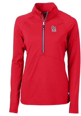 Cutter and Buck St Louis Cardinals Womens Red Stars Stripes Adapt Eco Qtr Zip