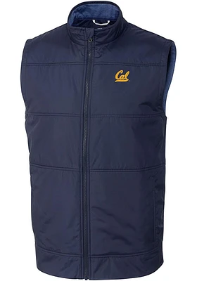 Cutter and Buck Cal Golden Bears Mens Navy Blue Stealth Hybrid Quilted Windbreaker Vest Big ..