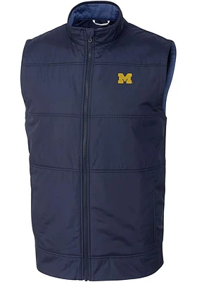 Cutter and Buck Michigan Wolverines Big Tall Blue Stealth Hybrid Quilted Windbreaker Vest Mens..