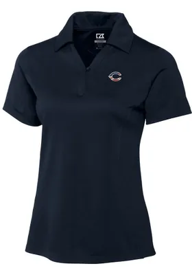 Cutter and Buck Cincinnati Reds Womens Navy Blue Drytec Genre Textured Short Sleeve Polo Shirt