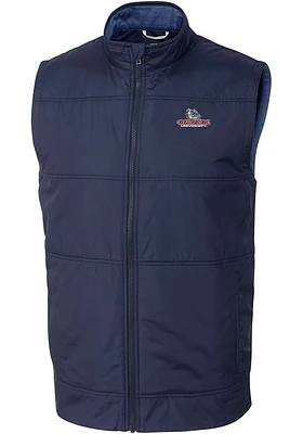 Cutter and Buck Gonzaga Bulldogs Mens Navy Blue Stealth Hybrid Quilted Windbreaker Vest Big ..