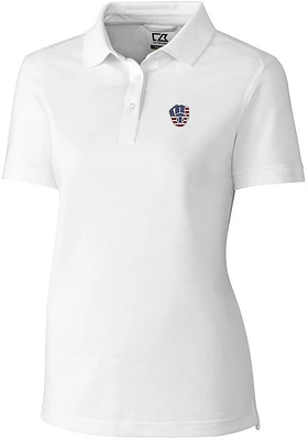 Cutter and Buck Milwaukee Brewers Womens White Americana Advantage Short Sleeve Polo Shirt