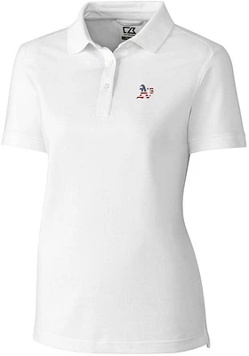 Cutter and Buck Oakland Athletics Womens White Americana Advantage Short Sleeve Polo Shirt