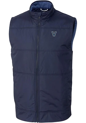 Cutter and Buck Villanova Wildcats Mens Navy Blue Stealth Hybrid Quilted Windbreaker Vest Big an..