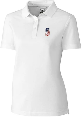 Cutter and Buck Seattle Mariners Womens White Americana Advantage Short Sleeve Polo Shirt