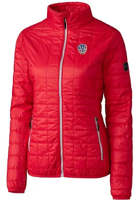 Cutter and Buck Milwaukee Brewers Womens Rainier PrimaLoft Puffer Filled Jacket