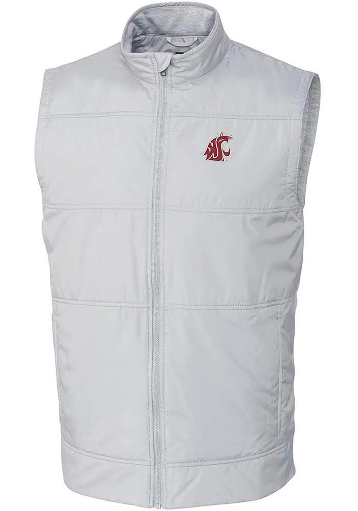 Cutter and Buck Washington State Cougars Big Tall White Stealth Hybrid Quilted Windbreaker Ves..