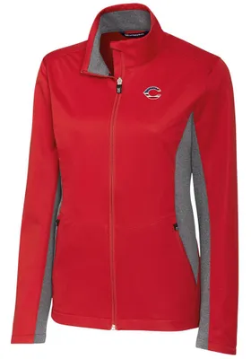 Cutter and Buck Cincinnati Reds Womens Navigate Softshell Light Weight Jacket