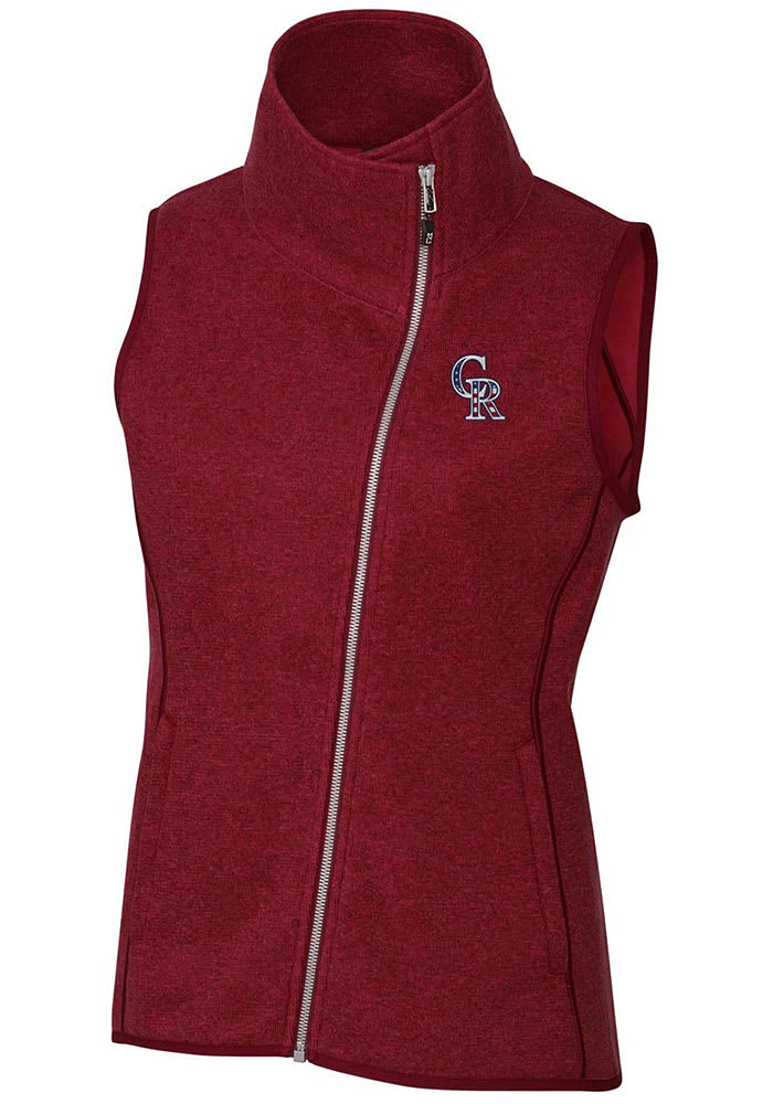 Cutter and Buck Colorado Rockies Womens Red Americana Mainsail Asymmetrical Vest