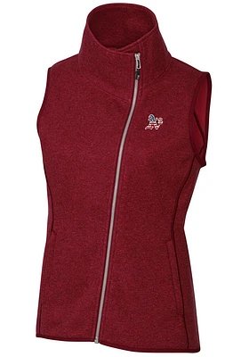 Cutter and Buck Oakland Athletics Womens Red Americana Mainsail Asymmetrical Vest