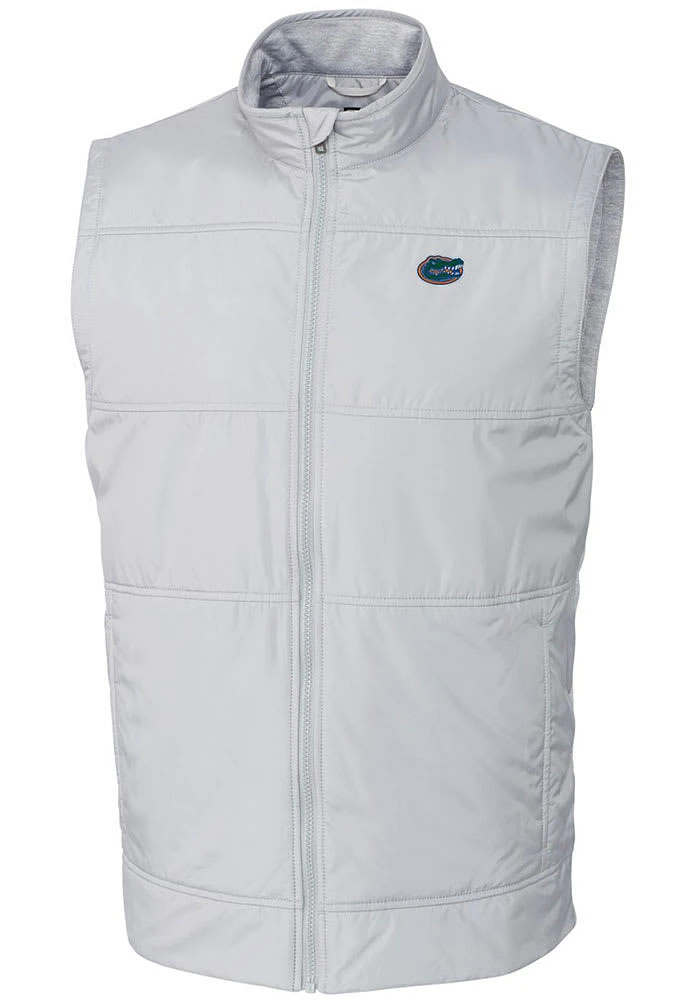 Cutter and Buck Florida Gators Mens White Stealth Hybrid Quilted Windbreaker Vest Big Tall V..