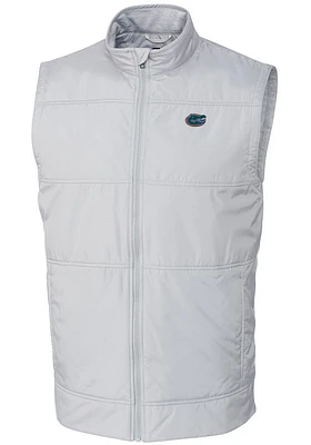 Cutter and Buck Florida Gators Mens White Stealth Hybrid Quilted Windbreaker Vest Big Tall V..