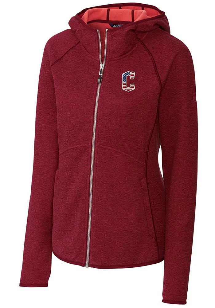 Cutter and Buck Cleveland Guardians Womens Red Mainsail Medium Weight Jacket
