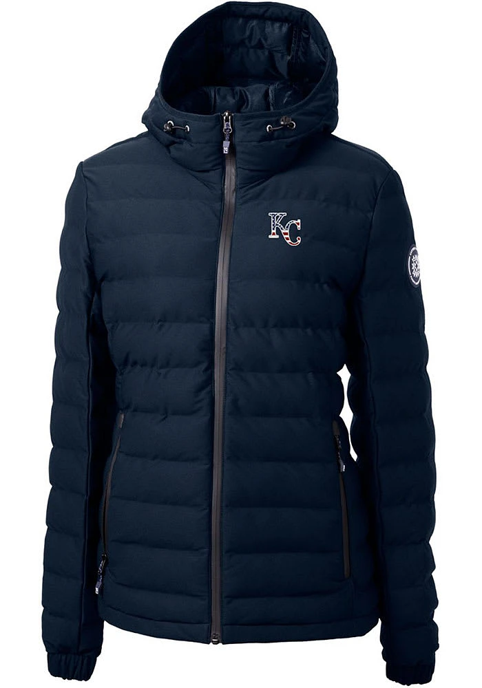 Cutter and Buck Kansas City Royals Womens Navy Blue Americana Mission Ridge Repreve Filled Jacke..