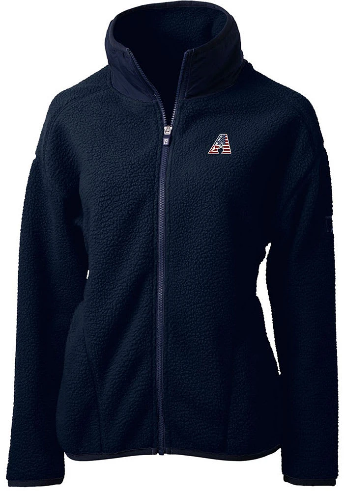 Cutter and Buck Arizona Diamondbacks Womens Navy Blue Americana Cascade Sherpa Long Sleeve Full ..