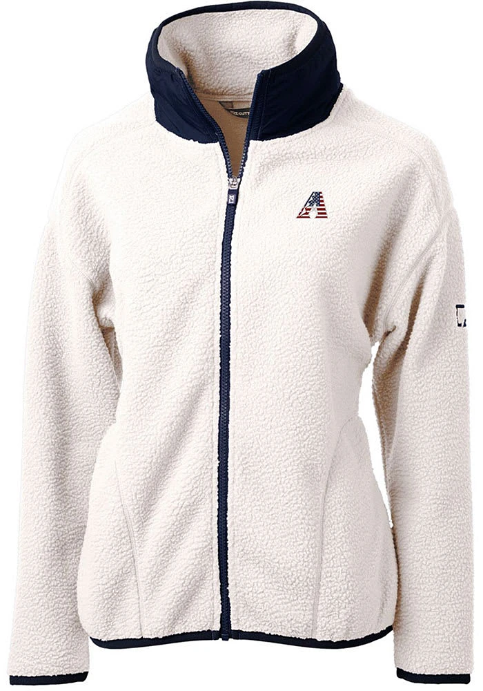 Cutter and Buck Arizona Diamondbacks Womens Grey Americana Cascade Sherpa Long Sleeve Full Zip J..