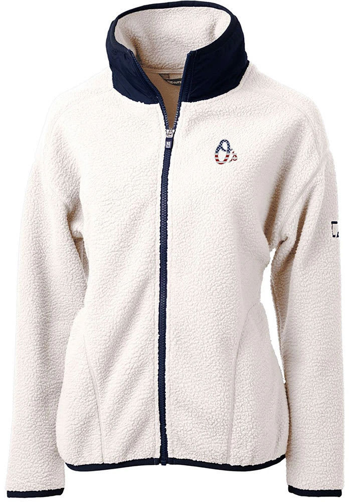 Cutter and Buck Baltimore Orioles Womens Grey Americana Cascade Sherpa Long Sleeve Full Zip Jack..