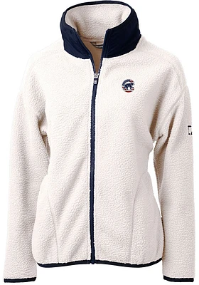 Cutter and Buck Chicago Cubs Womens Grey Americana Cascade Sherpa Long Sleeve Full Zip Jacket
